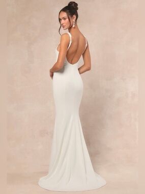 NWT Lulus White Backless Mermaid Wedding Dress XS